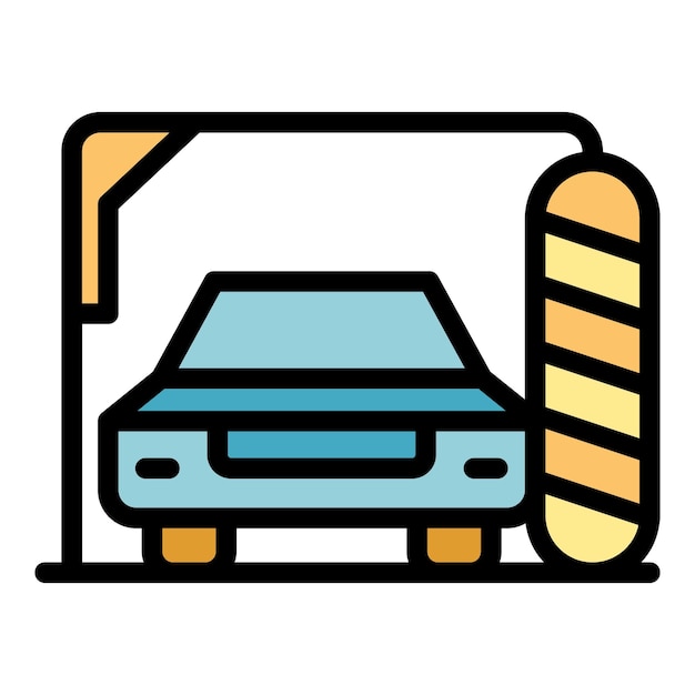 Vector de contorno de icono de cepillo automático de coche Presión de lavado Limpiar color de espuma plano