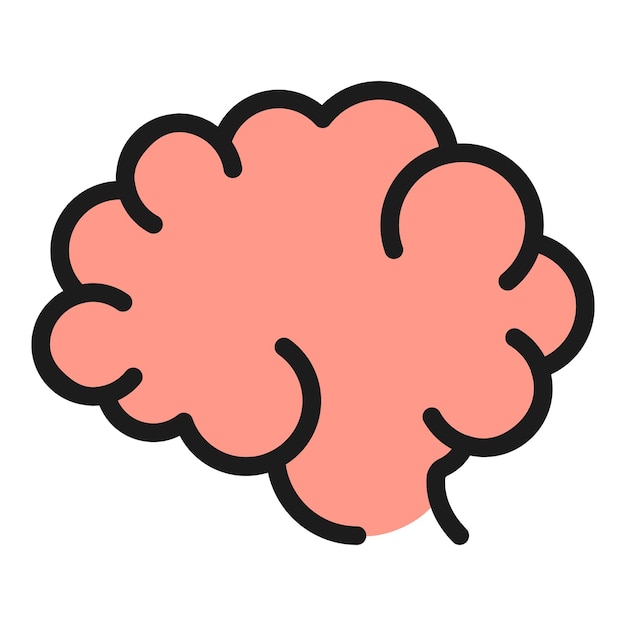 Vector de contorno de icono de cerebro humano Cabeza de mente Color de salud mental plano