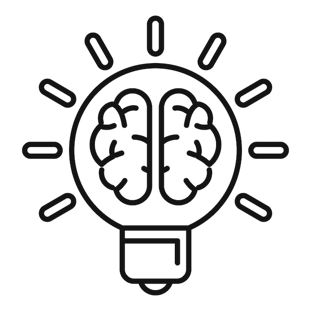 Vector de contorno del icono del cerebro de la idea de energía Salud de la memoria
