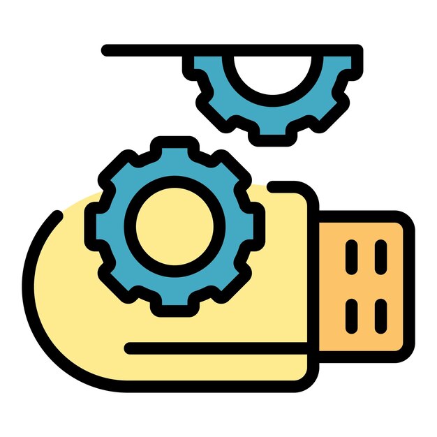 Vector de contorno de icono cibernético de usb robo de fraude clave segura color plano