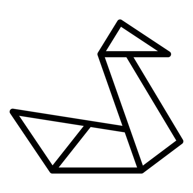 Vector de contorno de icono de cisne de origami Animal geométrico Polígono de papel