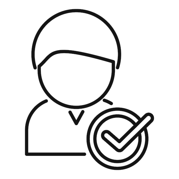 Vector de contorno de icono de cliente aprobado Equipo de personas