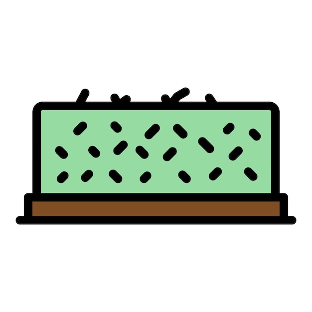 Vector de contorno de icono de cobertura de jardín Planta de arbusto Color de paisaje de árbol plano