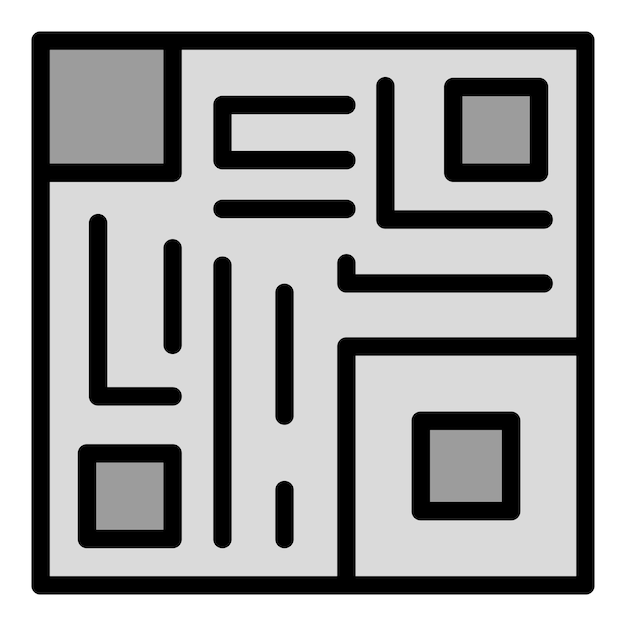 Vector de contorno de icono de código QR Escaneo de teléfono Escáner digital color plano