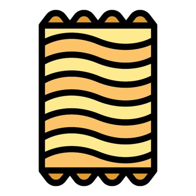 Vector de contorno de icono de colchón inflable Cama de piscina de aire alfombra de flotación de agua de mar color plano