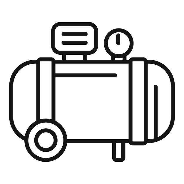 Vector de contorno de icono de compresor rotativo Máquina de aire Tanque de presión