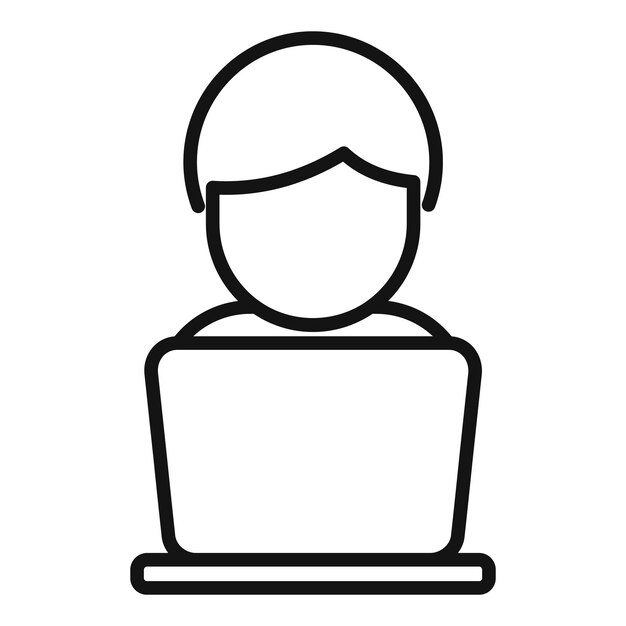 Vector de contorno del icono de la computadora portátil de trabajo de la persona Saldo de la cuenta