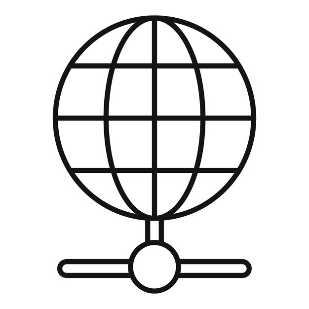 Vector de contorno de icono de conexión global de datos digitales Almacenamiento oscuro