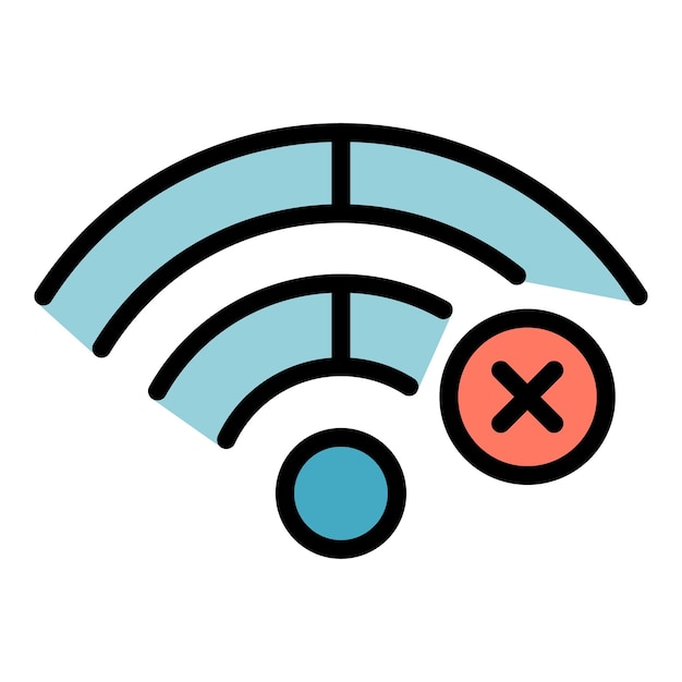 Vector de contorno del icono de conexión Wi-Fi Computadora en línea Socket sitio de color plano