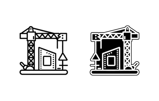 Vector de contorno de icono de construcción Herramienta de construcción Elemento de equipo de construcción Reparación del hogar también