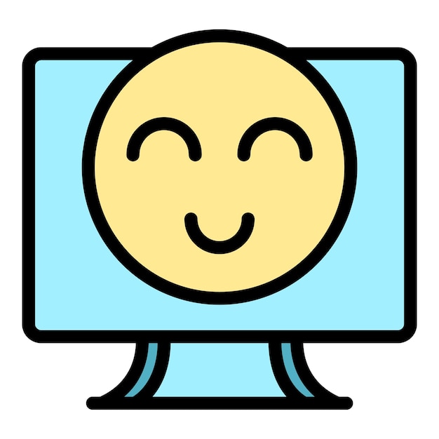 Vector de contorno de icono de contenido de medios Plan digital Seo sitio web color plano