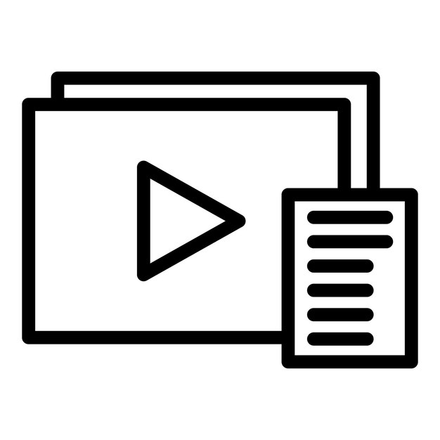 Vector de contorno de icono de contenido de video Medios de planificación SEO digital