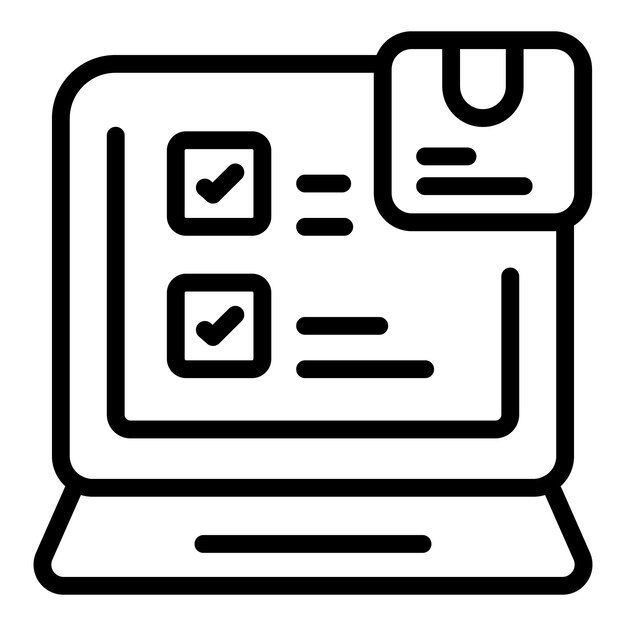 Vector de contorno de icono de control digital de portátil Sistema de producto Inventario de gestión