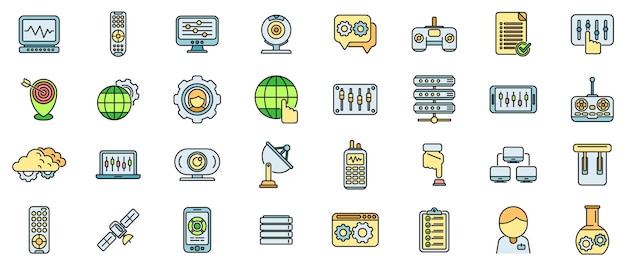 Vector de contorno de icono de control global digital