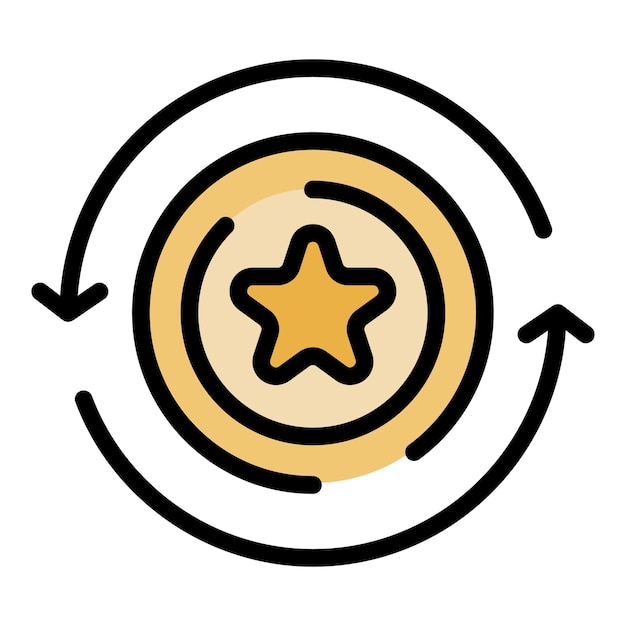 Vector de contorno del icono de coraje de la estrella Habilidad de salto Auto-color plano