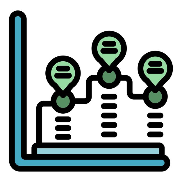 Vector de contorno de icono de crecimiento económico Gráfico de población Color plano del cliente del equipo