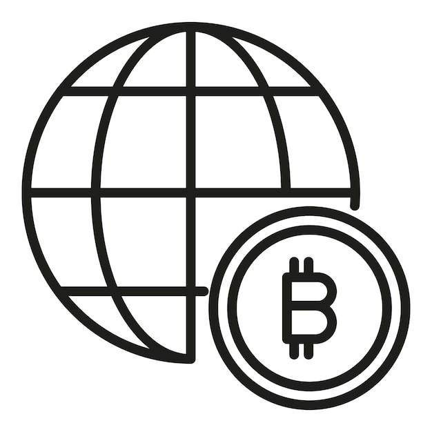 Vector vector de contorno de icono de criptomoneda global crypto dinero marketing financiero