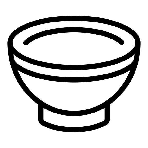 Vector de contorno del icono del cuenco de cerámica Plato de sopa de cerámica