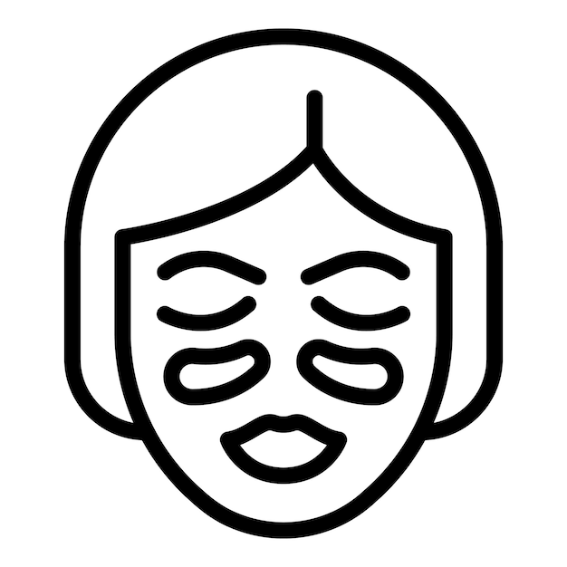 Vector de contorno de icono para el cuidado de los ojos femenino Máscara de parche Gel facial