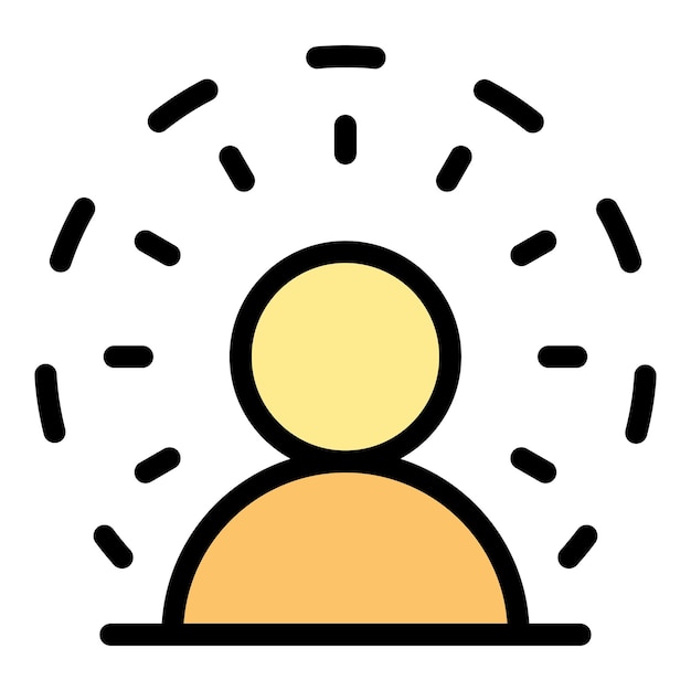 Vector de contorno de icono de curación de la mente Energía de equilibrio Beneficios del cuerpo Color plano