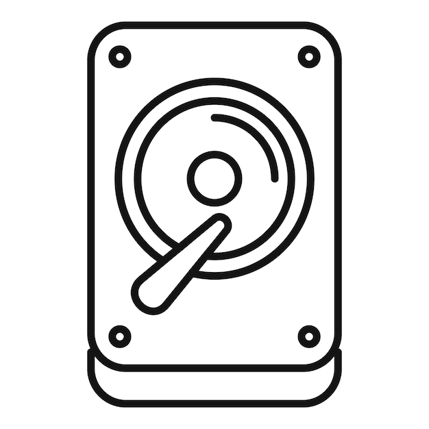 Vector de contorno de icono de datos de disco gb Estado de enfoque de ensamblaje