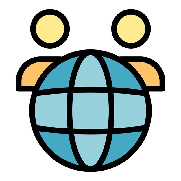 Vector de contorno de icono de democracia global Encuesta digital Votar en línea color plano