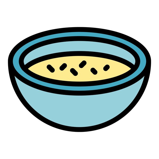 Vector de contorno de icono de desayuno de frutas Cuenco de cereales Flocos de granola de color plano