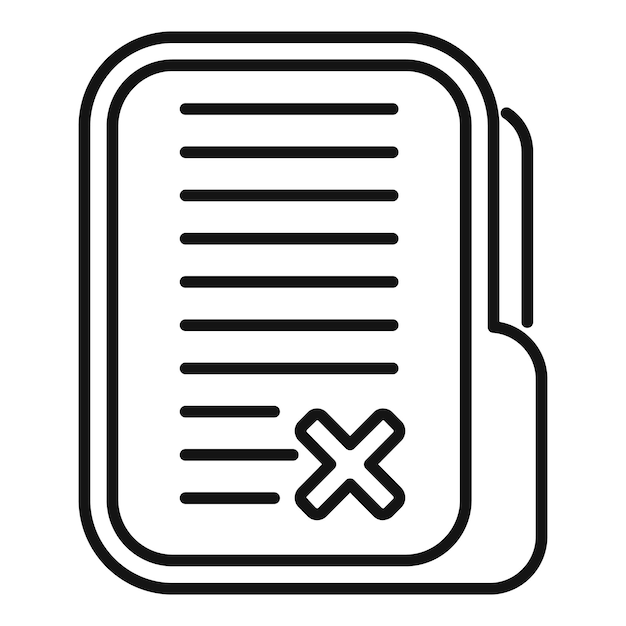 Vector de contorno del icono de descargo de responsabilidad de la carpeta de archivos Trabajo de papel