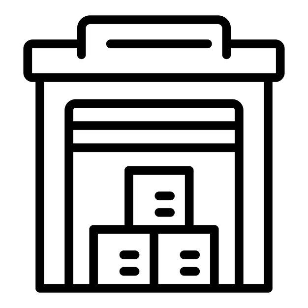 Vector de contorno de icono digital del almacén Sistema de control de gestión del proveedor
