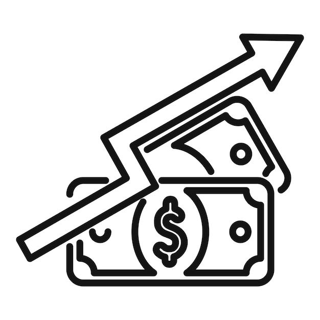 Vector de contorno de icono de dinero en efectivo Invertir comprar Venta de préstamos