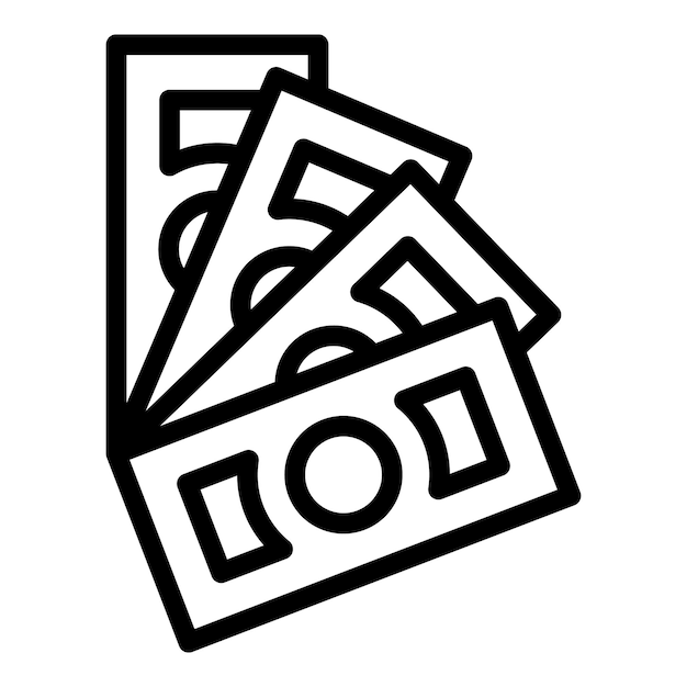 Vector de contorno de icono de dinero en efectivo Libertad pasiva Trabajo rico