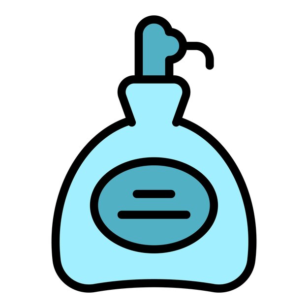 Vector de contorno del icono del dispensador de jabón para mascotas Spa para perros Color plano de la ducha de baño