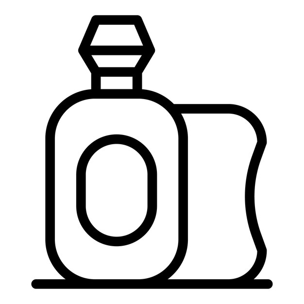 Vector de contorno del icono del dispensador de lavado Botella líquida Producto limpio
