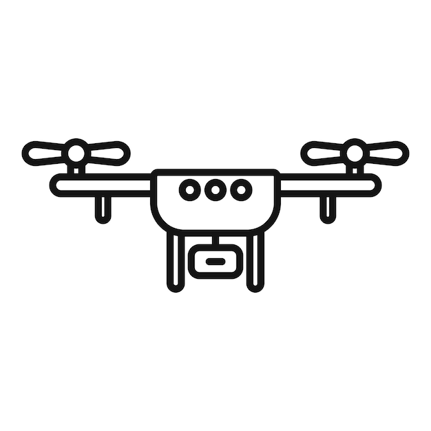 Vector de contorno del icono del dron Go pro Escena de videografía aérea