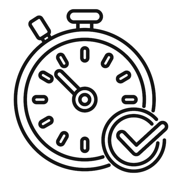 Vector de contorno del icono de la duración del cronómetro aprobado Fecha límite del evento