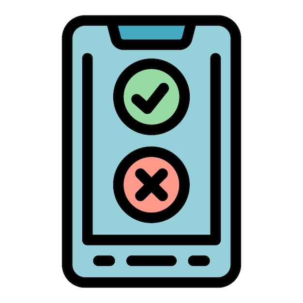 Vector de contorno de icono de elección de teléfono inteligente Encuesta de votación en línea color de caja plana