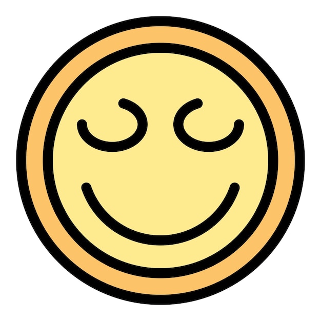 Vector de contorno de icono de emoji de deleite Persona feliz Cara de color plano divertido