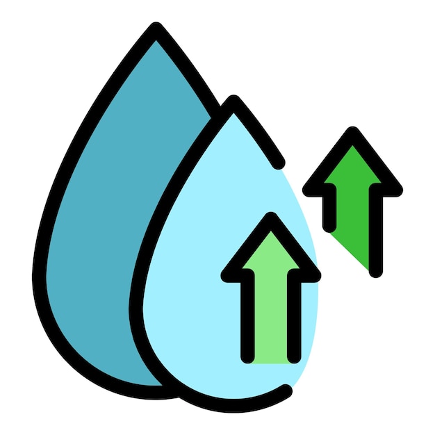 Vector de contorno de icono de energía del agua Dieta metabólica Color plano del sistema alimentario
