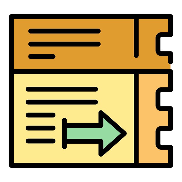 Vector de contorno de icono de entrada del cine Película de boleto Color plano del espectáculo de la película