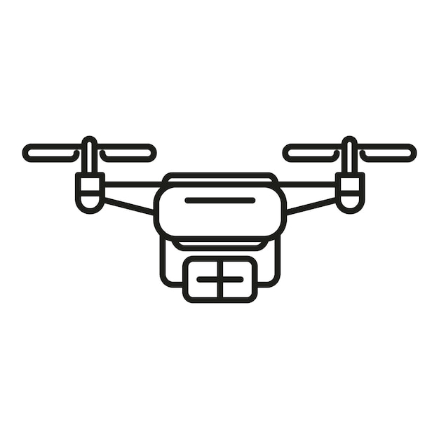 Vector de contorno de icono de entrega de paquetes con drones Tecnología digital inteligente Seguridad aérea