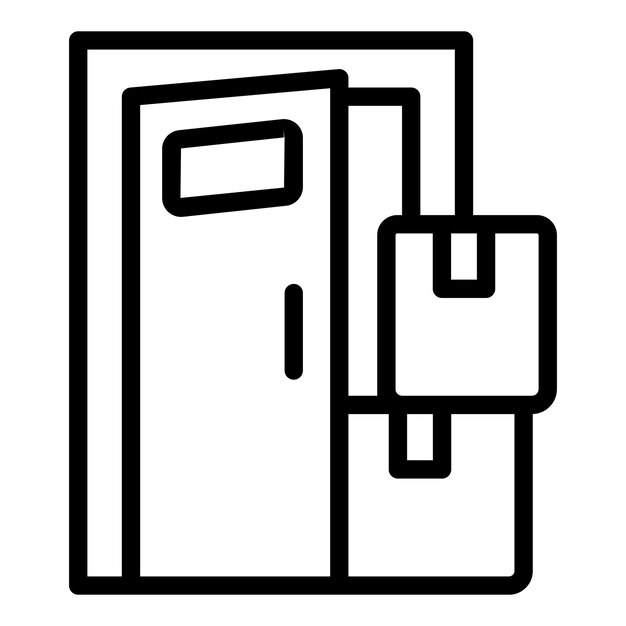 Vector de contorno del icono de entrega de paquetes en la puerta Caja de carga Centro del paquete