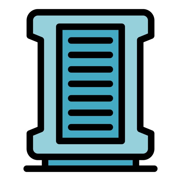Vector de contorno del icono del equipo de filtro de aire Viento de la planta Color plano del polvo limpio