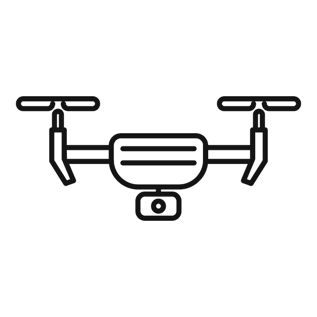 Vector de contorno del icono de la escena de video del avión no tripulado Control de aire de filmación