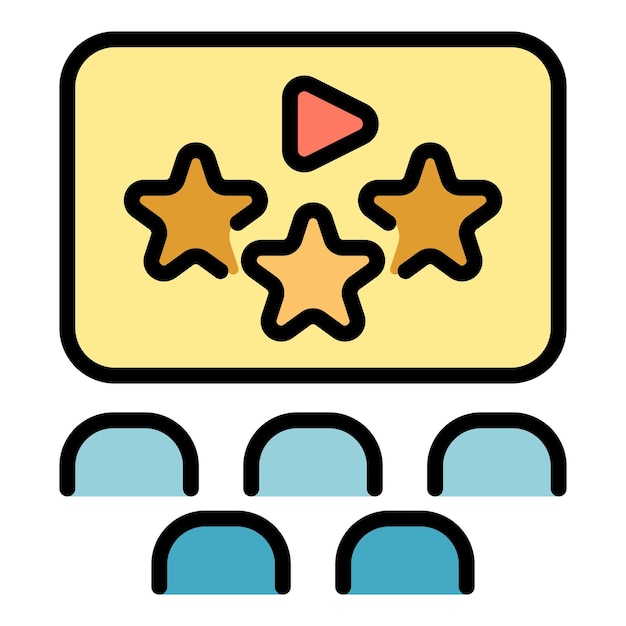 Vector de contorno de icono de espectáculo de cine Evento de película Lugar de admisión Color plano