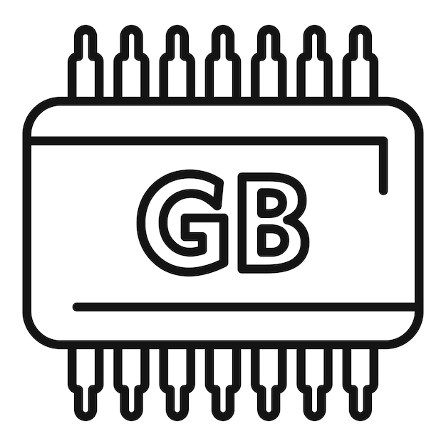 Vector de contorno del icono del esquema de producto Gb Microchip digital