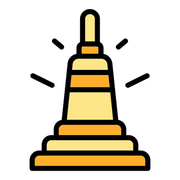 Vector de contorno del ícono de la estupa de Jakarta Edificio de la ciudad Ondel bali color plano