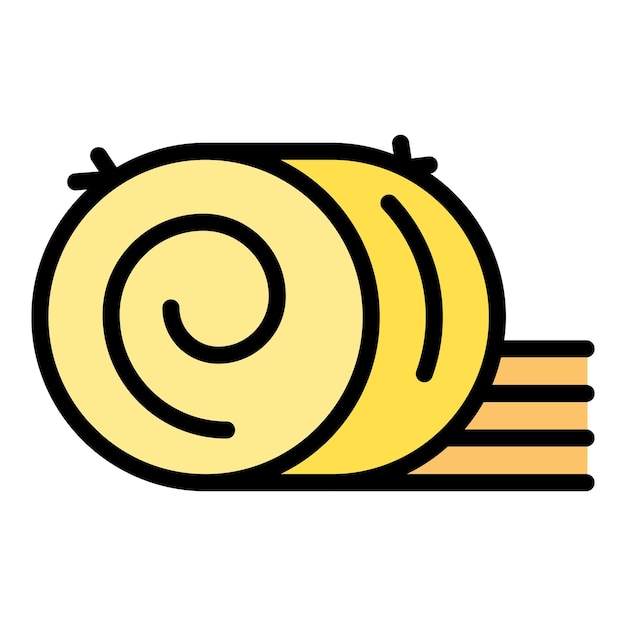 Vector de contorno de icono de fardo de trigo Paja de heno Color de hierba de granja plano