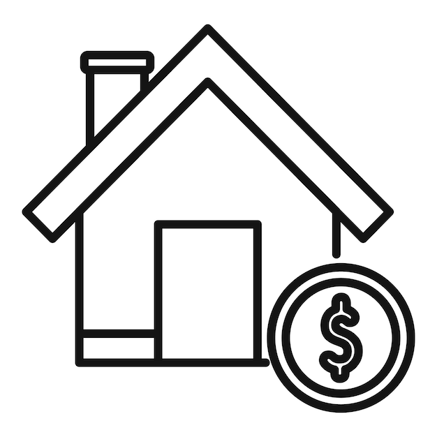 Vector de contorno de icono de finanzas de casa Crédito de venta financiera real