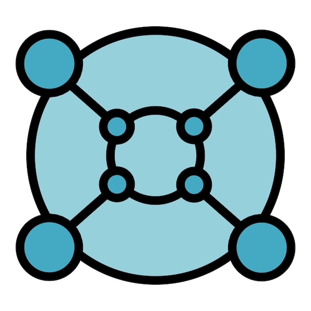 Vector de contorno del icono de la fórmula del colágeno Célula de la piel Edad color ácido plano