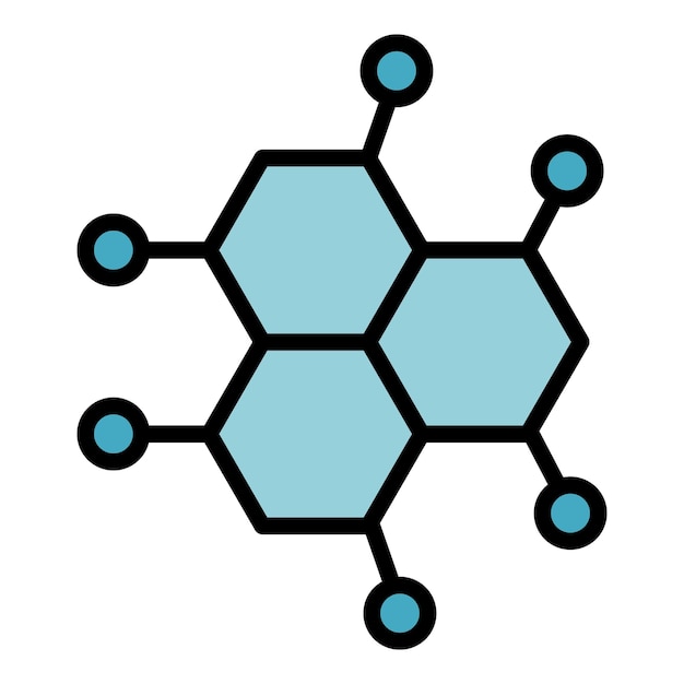 Vector vector de contorno del icono de la fórmula química ciencia de laboratorio color plano de la molécula de laboratorio